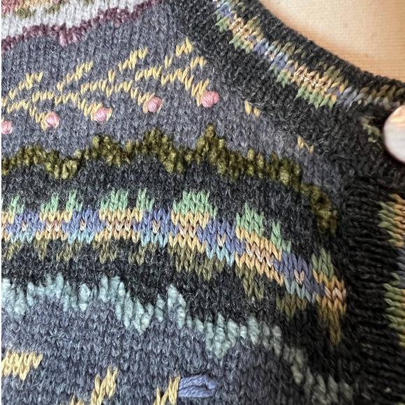 Talbots Women's Fair Isle Cardigan Sweater Size SP in Multicolor Lambswool Blend - Picture 3 of 9